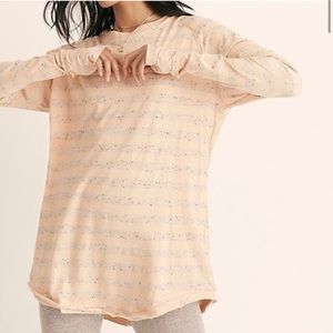 We The Free Grey Speckled Stripped Over Sized Tunic